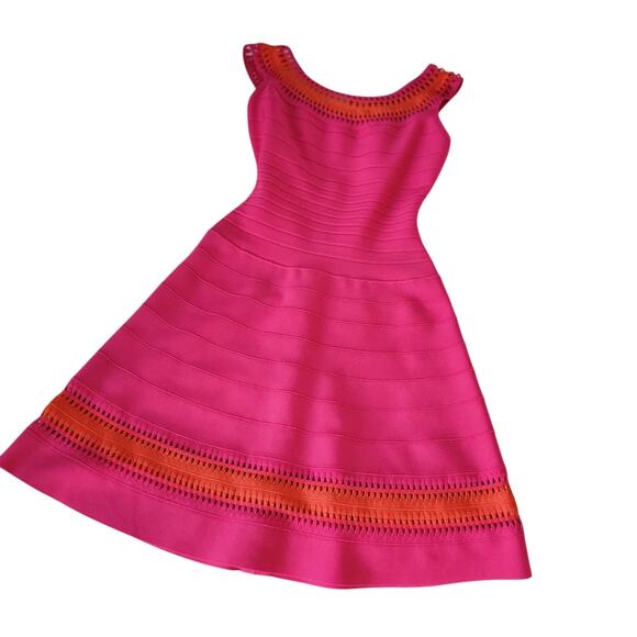 HERVÉ LÉGER Barbie pink BANDAGE Zoe MINI party coktail DRESS SM - Picture 5 of 14